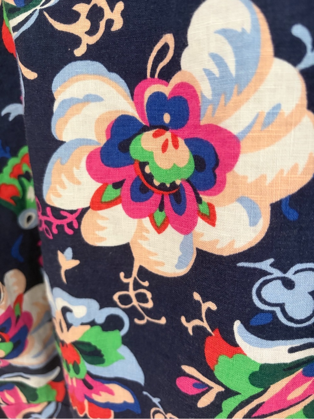 Boden Linen Dress Floral 100% Linen 3/4 Sleeve Blue Coastal Vacation Print - Picture 8 of 8